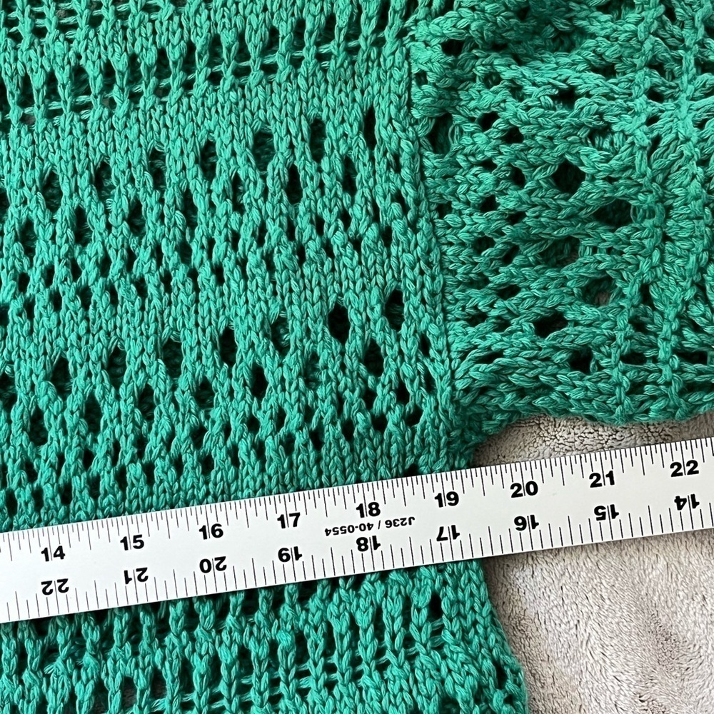 FREE PEOPLE Santa Cruz Club Shirt Golf Green Pink Combo Crochet Grannycore XS - Picture 15 of 16